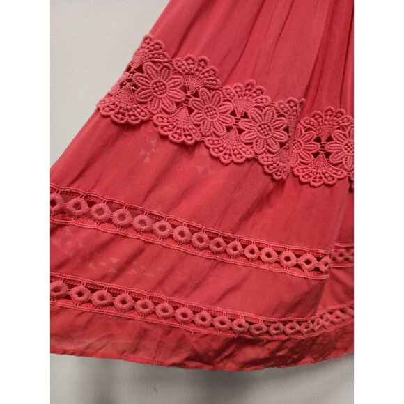 Patrizia Luca Womens Blouse Top Medium Pink Crochet BOHO Peasant Flare Sleeve - Picture 5 of 11